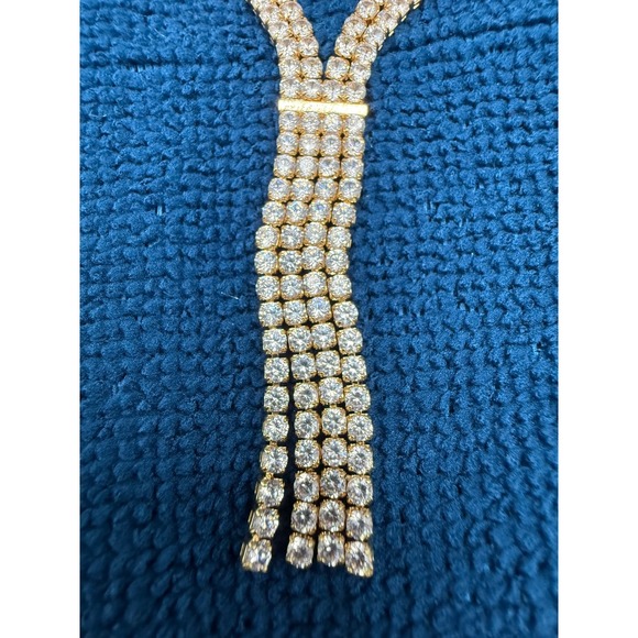 Rhinestone Necklace Drop Silver Tone Size Signed Lovisa Prom Bridal Modern 18" - Picture 2 of 10